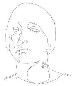 a black and white drawing of a man's face