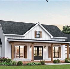 this is an artist's rendering of the farmhouse style house plans for small homes