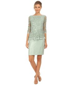 Adrianna Papell - Floral Embroidery Peplum Dress (Celadon) Women's Dress Old Wedding, Fall Fashion Skirts, Fashion For Petite Women, Womens Fashion Casual Summer, Amazing Fashion, Summer Wedding Dress, Fashion Dresses Casual, Women Over 50, Inspired Fashion