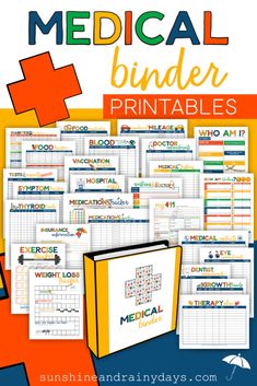 medical binder printables with the words medical binders and an orange cross