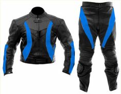 ++BIKER+SUIT Jacket+Description Exact+Material:+High+Quality+Cowhide+Leather Armour:+Back,+Shoulder,+Elbow,+Hip,+Knee Features:+Optional+Speed+hump,+Knee+Sliders,+Embossed+Design,+CE+Approved+Armour,+Removable+Armour,+Water+Resistant Fastening:+Zip Gender:+Men's,+Women's Main+Colour:+s... Blue Biker Jacket, Leather Suit Jacket, Blue Motorcycle, Leather Armor, Leather Jacket Style