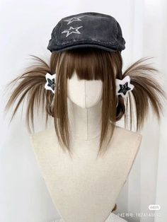 Short Kawaii Hairstyles, Twintails Hairstyle, Hair Styles Wig, Hair Covering Eyes, Cool Hairstyles For Long Hair, Spikey Hairstyles, Cool Hair Styles, Oc Hairstyles, Unique Hair Styles