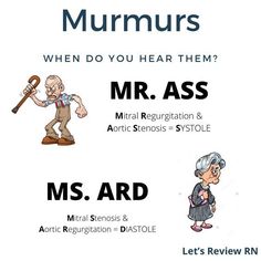 Murmurs #mnemonic #nursingschool #nursingresources - Image Credits: letsreviewrn Heart Murmurs, Paramedic School, Medical Mnemonics, Medical School Life, Nursing School Motivation, Nurse Study Notes, Nursing Student Tips