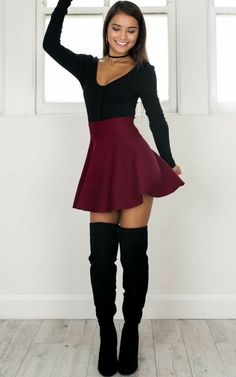 b29eed44276144e4e8103a661f9a78b7desc45432041ri Mode Rockabilly, Pretty Winter Outfits, Teen Outfits, Casual Fall Outfits, Short Skirt, Grunge Outfits