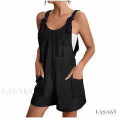 Lasaky - Casual yet Stylish Palace Lock Suspender Shorts Jumpsuit Solid Jumpsuit, Backless Bodycon Dresses, Overall Jumpsuit, Plus Size Romper, Jumpsuit Elegant, Casual Rompers, Plus Size Jumpsuit, Summer Style Casual, Plus Size Womens Clothing