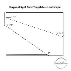 the diagonal split card template landscape is shown in black and white, with lines drawn across it