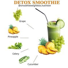 Green Grapes Smoothie, Celery Smoothie Recipes, Grape Recipe, Grape Smoothie, Pineapple Juice Recipes, Cucumber Smoothie, Flat Belly Smoothie, Health Drinks Recipes