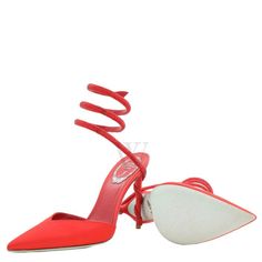 Rene Caovilla Ladies Heels. SKU: C11790-105-R001V126. Color: Red. Rene Caovilla Margot 105 Satin Pumps. The Margot pumps feature a satin finish with rhinestone embellishments, glitter detailing on the outsole, a logo on the sole, a pointed toe, a branded leather insole, a high stiletto heel, and a leather outsole. Made in Italy. Please visit the brand website for sizing information. Ladies Heels, Versace Watch, Brand Website, Rene Caovilla, Satin Pumps, Rhinestone Embellishments, Fragrance Gift, Cheap Gifts, Denim Shoes