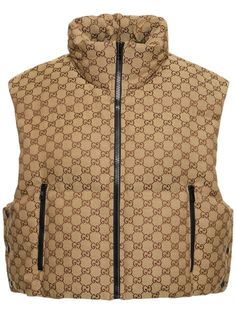 Gg canvas down vest - Gucci - Women | Luisaviaroma Gucci Vest, Shoe Storage Hacks, Canvas Vest, Shoe Storage Solutions, Padded Gilet, Versace Brand, Ski Accessories, Outerwear Vest, Jackson Hole