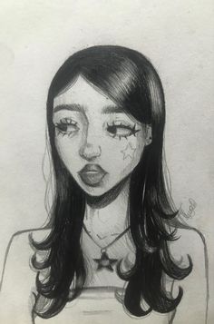 a drawing of a girl with makeup on her face