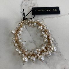 Ann Taylor New With Tags. Chic White Pearl Bracelet, Chic White Jewelry As Fashion Accessory, Chic White Pearl Bracelets, Chic White Pearl Bracelet Gift, Chic White Pearl Bracelet For Gift, Chic White Beaded Bracelets, Chic White Beaded Bracelet, Chic White Bracelets For Party, Cluster Bracelet