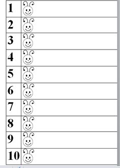 the printable worksheet for numbers 1 - 10 with smiley faces on it