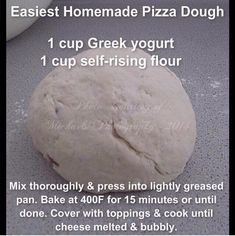 the recipe for homemade pizza dough is shown