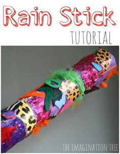 the rainbow stick is decorated with animal print and sequins on it's sides