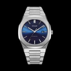 D1 Milano Automatic Blue Modern Blue Automatic Watch Accessories, Modern Blue Watch Accessories With Metal Dial, Blue Automatic Watches With Rectangular Dial, Modern Blue Watch With Subdials, Classic Blue Automatic Watch Accessories, Modern Blue Watch With Metal Dial, Luxury Blue Watches With Metal Dial, Blue Automatic Watch With Rectangular Dial, Luxury Blue Automatic Watches