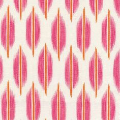 an orange and pink pattern on white fabric