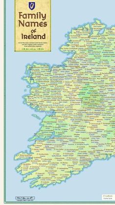 a map of ireland with the names and cities on it's sides, including towns