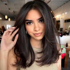 8 Chocolate Brown Hair Color Ideas & Formulas Bang Ideas, Haircuts For Medium Hair, Haircuts Straight Hair, Haircut For Thick Hair, Haircuts For Long Hair, Medium Hair Cuts, Long Hair Cuts, Homecoming Hairstyles