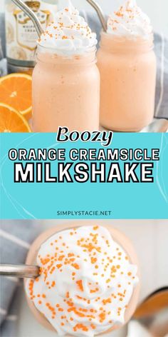 orange creamsicle milkshake with whipped cream and sprinkles on top