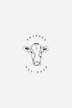 a black and white drawing of a cow's head with the words skeenos not food on it