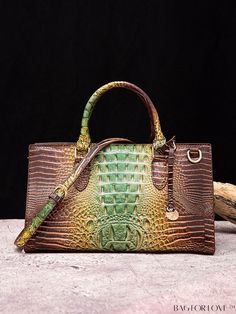 BagForLove - Crocodile-Embossed Top Handle Handbag: Womens Shoulder Bag with Adjustable Strap Green Leather Satchel With Crocodile Pattern, Green Crocodile Pattern Top Handle Satchel, Top Handle Shoulder Bag With Crocodile Pattern, Rectangular Shoulder Bag With Crocodile Pattern, Everyday Use Top Handle Shoulder Bag With Crocodile Pattern, Everyday Crocodile Pattern Shoulder Bag With Top Handle, Casual Leather Shoulder Bag With Crocodile Pattern, Everyday Use Crocodile Pattern Top Handle Shoulder Bag, Rectangular Crocodile Pattern Shoulder Bag