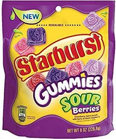 a bag of starburst gummy's sour berries