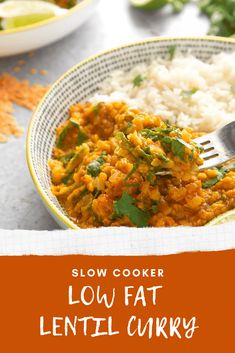 Low Fat Vegetarian Recipes, Curry Slow Cooker, Low Fat Vegan Recipes, Lentil Curry Recipes, Hungry People, Lentil Dishes, 1200 Calorie, Slow Cooker Vegetarian, Slow Cooker Recipe