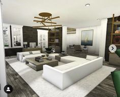 a living room filled with lots of white furniture