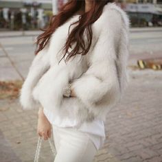 Womens Korean Fashion Fluffy Faux Fur Round Neck Short Jacket Winter Warm Outwea | eBay Solid Faux Fur Outerwear For Winter, Spring Faux Fur Long Sleeve Coat, Elegant Fluffy Winter Outerwear, Fluffy Faux Fur Outerwear For Spring, Chic Solid Faux Fur Outerwear, Casual Fluffy Fur Coat For Spring, Casual Spring Fluffy Fur Coat, Fluffy Fur Coat For Cold Weather, Fluffy Fur Coat For Cold Weather In Spring