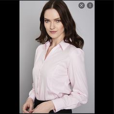 Button Up Top Beautiful Baby Pink No Tags Never Used “Inventory 1” Pink Fitted Office Shirt, Pink Fitted Shirt For Office, Fitted Pink Shirt For Office, Fitted Pink Shirt For Work, Fitted Pink Shirt For Workwear, Classic Pink Shirt For Work, Classic Pink Shirt For Workwear, Feminine Formal Shirt With Buttons, Fitted Pink Tops For Business