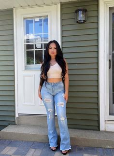 You're cute, jeans #YMI - STYLE: P46251 COLOR: HSAND+RIPS+WHISK L1766 Super Flare Jeans, Ymi Jeans, Light Jeans, Cute Jeans, Flared Jeans, Cute Fits, Teen Fashion Outfits, Western Outfits, Ripped Jean