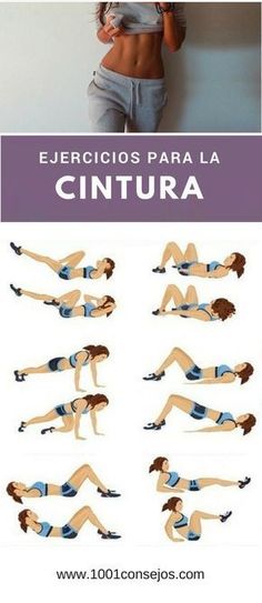 an image of a woman doing exercises on her stomach and back with the words cintura in spanish