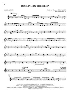 sheet music with the words rolling in the deep