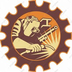 an image of a welder working on the side of a cog wheel logo