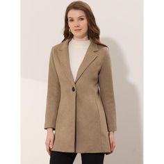 Elevate your wardrobe with the Allegra K Women's Notched Lapel Long Coat, a timeless piece that blends classic sophistication with modern style. 

- **Material:** Lightweight construction for comfort
- **Color:** Light Brown
- **Size:** Small
- **Gender:** Female
- **Features:** Notched lapel, long sleeves, one-button closure, seam pockets
- **Length:** Long, hits at the thigh

Crafted to enhance any outfit, this coat features a chic notched lapel and a single button closure that adds a touch of Winter Office Wear Outerwear With Welt Pockets, Solid Lapel Collar Outerwear For Office, Solid Notched Outerwear For Office, Solid Outerwear With Hidden Button Closure For Office, Beige Flat Front Blazer For Fall, Fall Beige Flat Front Blazer, Chic Office Wear Outerwear, Lapel Collar Outerwear With Button Closure For Office, Tailored Button-up Outerwear