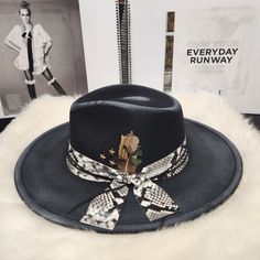 Elevate Your Style Game With This Stunning Black Distressed Fedora. Crafted With Snakeskin Detailing, This Hat Adds A Touch Of Edgy Glamour To Any Outfit. The Size L/Xl Fits Most Women Comfortably, Making It A Versatile Addition To Your Wardrobe. Perfect For Any Occasion, This Fedora Is A Must-Have For Any Fashion-Forward Woman. The Black Color Adds A Classic Touch, While The Unique Style Makes It A Statement Piece. Pair It With Your Favorite Outfit And Accessories To Create A Standout Look. Fedora Hat Women Outfit, Outfits With Fedora Hats, Outfit With Fedora, Fall Hats For Women, Fedora Women, Black Fedora, Fedora Hat Women, Fall Hats, Unique Hats