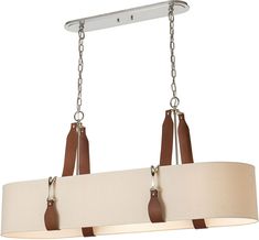 a light fixture with three lights hanging from it's sides and two lamps attached to the