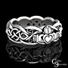 See this ring set with stones! www.etsy.com/shop/CelticEternity?search_query=claddagh A His & Hers wedding set with the infinity Claddagh ring. The Claddagh ring (Irish: fáinne Chladaigh) is a traditional Irish ring which represents love, loyalty, and friendship (the hands represent friendship, the heart represents love, and the crown represents loyalty). All our Celtic rings are made to order and made in YOUR size. We suggest buying our refundable ring sizer: www.etsy.com/listing/937178260 Symbolic Wedding Jewelry With Intricate Design, Antique Sterling Silver Promise Jewelry, Symbolic Hallmarked Wedding Rings, Symbolic Wedding Rings Hallmarked, Antique Sterling Silver Jewelry For Promises, Symbolic Intricate Design Jewelry For Anniversary, Symbolic Engraved Ring With Intricate Design For Anniversary, Symbolic Promise Ring With Intricate Design, Symbolic Intricate Design Promise Ring