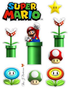 the super mario stickers are all different colors