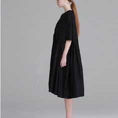 Black linen dress short sleeve maxi shirt cotton dress pleated dress knee length dress linen maxi dr Pleated Half Sleeve Dress For Summer, Pleated Half Sleeve Summer Dress, Casual Pleated Short Sleeve Maxi Dress, Casual Short Sleeve Pleated Maxi Dress, Casual Pleated Maxi Dress With Short Sleeves, Oversized Pleated Dresses For Summer, Black Short Sleeve Linen Dress For Spring, Black Linen Short Sleeve Dress For Spring, Oversized Pleated Summer Dress