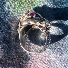 Solid Silver Ring With Ruby Eyes. Ring With Ruby, Accessories Silver, Silver Dragon, Ring Color, Mens Accessories Jewelry, Statement Ring, Custom Accessories, Statement Rings, Silver Ring