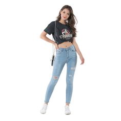 FREE SHIPPING High Waisted Skinny Jeans Female Elastic Denim Plus Size Boyfriend Jeans JKP3661 Trendy Light Wash Jeggings, Casual High Waist Jeggings For Summer, Casual Ripped Straight Leg Jeggings, Casual Straight Leg Ripped Jeggings, Casual Stretch Ripped Jeggings, Casual Ripped Fitted Jeggings, Light Wash Casual Jeggings For Spring, Casual Light Wash Jeggings For Spring, Spring High Rise Casual Jeggings