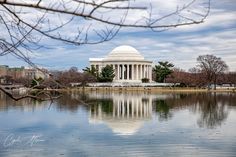 the jefferson memorial in washington, d c is reflected in the still water of the lake