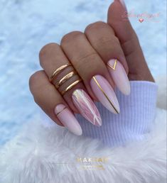 Baby Boomers Nails, Latest Nail Designs, Popular Nails, Elegant Nails, Gold Nails, Cute Acrylic Nails, Blue Nails