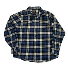 Cozy button down flannel with hand pockets from Orvis size large. Measurements are shown in the photos. Thanks for looking! Blue Cotton Shacket With Snap Buttons, Blue Cotton Shacket With Button Closure, Blue Casual Flannel Shirt With Snap Buttons, Blue Button Down Shirt, Leagues Under The Sea, Flannel Jacket, White Plaid, Women's Plaid Shirt, Shirt Jacket