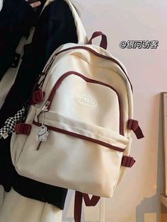 Aesthetic Bags For School Vintage, Ransel Aesthetic, Korean Bag, Bags For School, Stylish School Bags, School Bag Essentials, My Style Bags, Aesthetic Bags, Stylish Backpacks