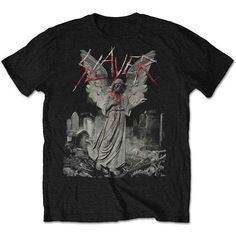 Gravestone Walks (Import) Slayer Shirt, Short Styles, Screen Printing Designs, High Quality T Shirts, Accessories Men, Mens Clothing Styles, Black Tshirt, Black Shirt, Black Fashion