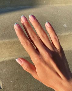 The 31 Best Colourful French-Manicure Ideas to Try Now | Who What Wear UK Colour Tip French Manicure, French Manicure Pastel Tips, French Manicure With Coloured Tips, Coloured French Manicure Nails, Micro French Manicure Color, French Coloured Tips, Types Of French Manicures, Colour Tip Nails French, Coloured French Nails Tips Short