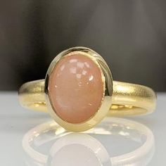 Natural Peach MoonStone Cabachon Ring 14K Solid Gold & | Etsy Dainty Band, Topaz Color, Moonstone Stone, Bezel Ring, Best Gifts For Her, Peach Moonstone, Peridot Ring, Dainty Ring, Amethyst Stone