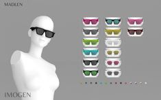 the mannequin is wearing sunglasses with different colors